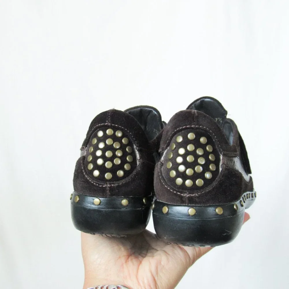 STUART WEITZMAN Metallic Suede Leather Sneakers Brown Suede Studded~MSRP $375 - Picture 14 of 15